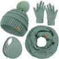 Winter Hat Scarf Gloves and Ear Warmer, Warm Knit Beanie Hat Touch Screen Gloves Set Winter Gifts Neck Scarves for Women