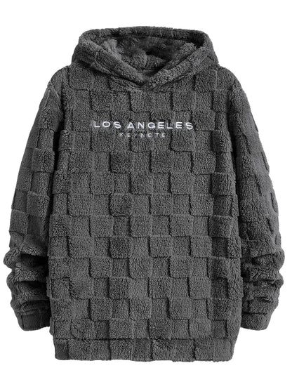SOLY HUX Hoodies for Men Graphic Fuzzy Sherpa Pullover Hoodie Long Sleeve Winter Fleece Hooded Sweatshirt