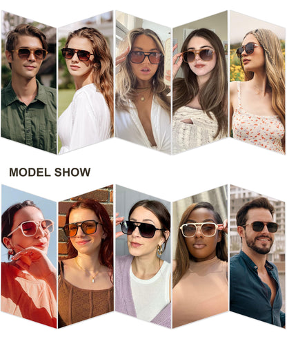 SOJOS Retro Aviator Sunglasses for Women Men,Trendy Rectangle Womens Mens Shades Sun Glasses SJ2202