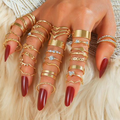 Gold Knuckle Rings Set for Women, 14k Gold Plated Open Stacking Knuckle Midi Rings Dainty Cubic Zirconia Crystal Simple Hollow Cute Rings Pack Jewelry Gifte