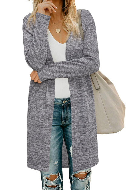 OUGES Women's Open Front Cardigan Shirt with Pockets Long Sleeve Lightweight Coat