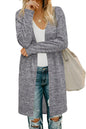 OUGES Women's Open Front Cardigan Shirt with Pockets Long Sleeve Lightweight Coat