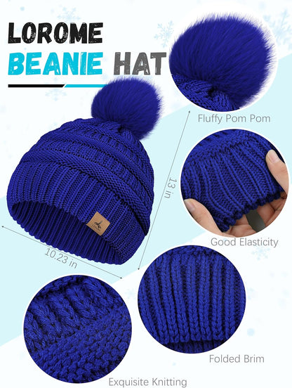 Winter Hat Scarf Gloves and Ear Warmer, Warm Knit Beanie Hat Touch Screen Gloves Set Winter Gifts Neck Scarves for Women